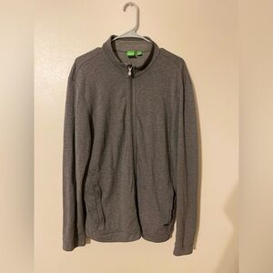 Hugo Boss Gray Zip Up Full Zip Sweater with Collar Xl